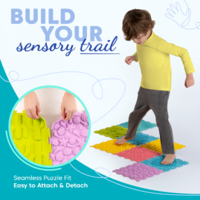 child playing on an autism sensory mat